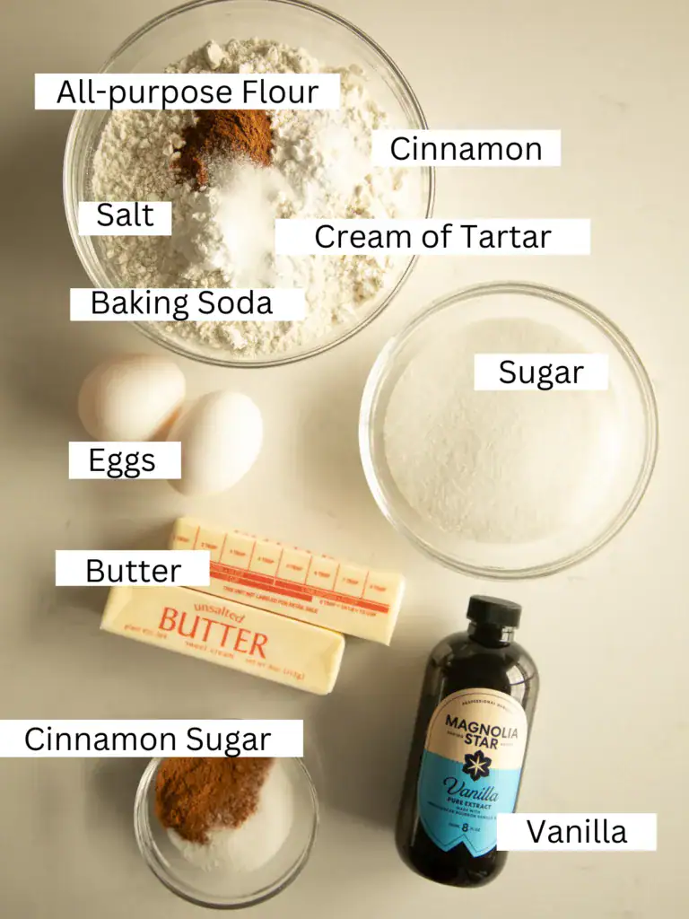 portioned and labeled ingredients for the snickerdoodles 