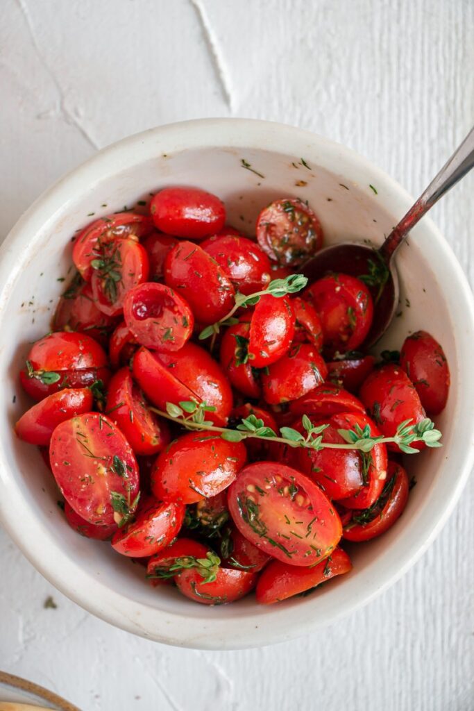 marinated tomatoes in a bowl