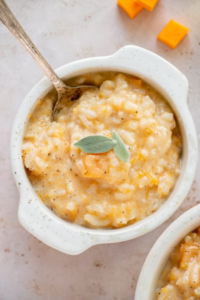 small bowl of risotto with spoon