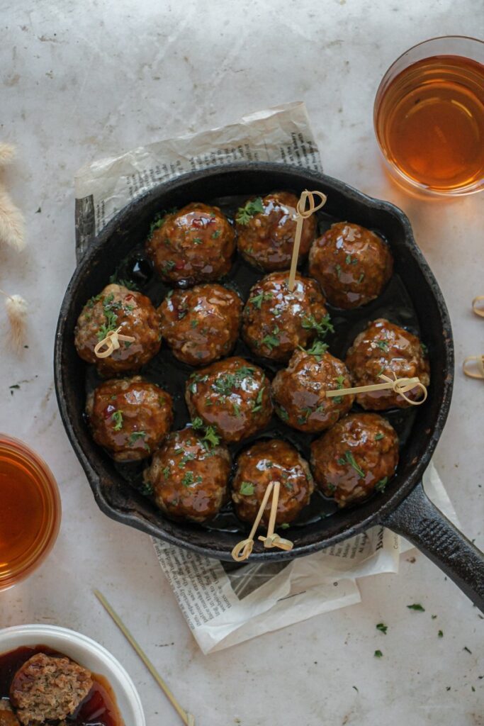 Homemade meatballs with sweet barbeque glaze