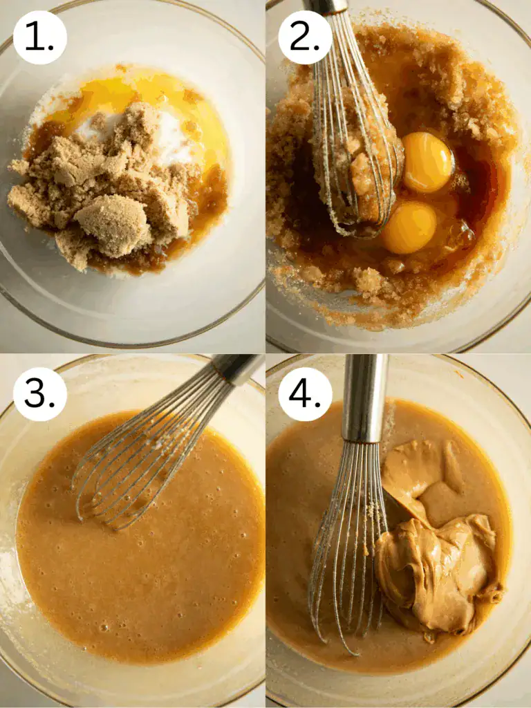steps 1-4 on how to start the peanut butter dough