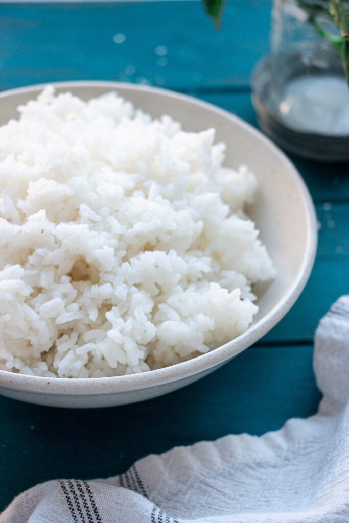 side shot of steamed rice