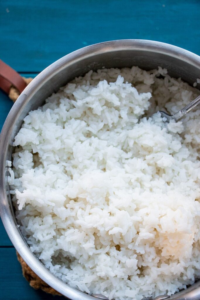 pot of rice cooking
