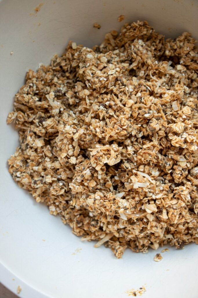 oat mix in a bowl before rolling into bites