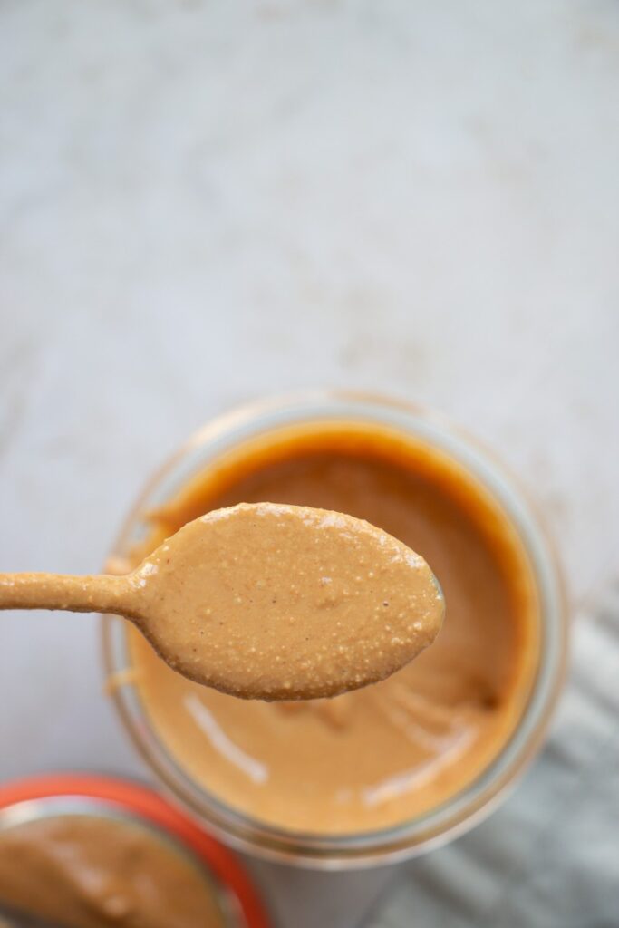 spoonful of homemade natural peanut butter