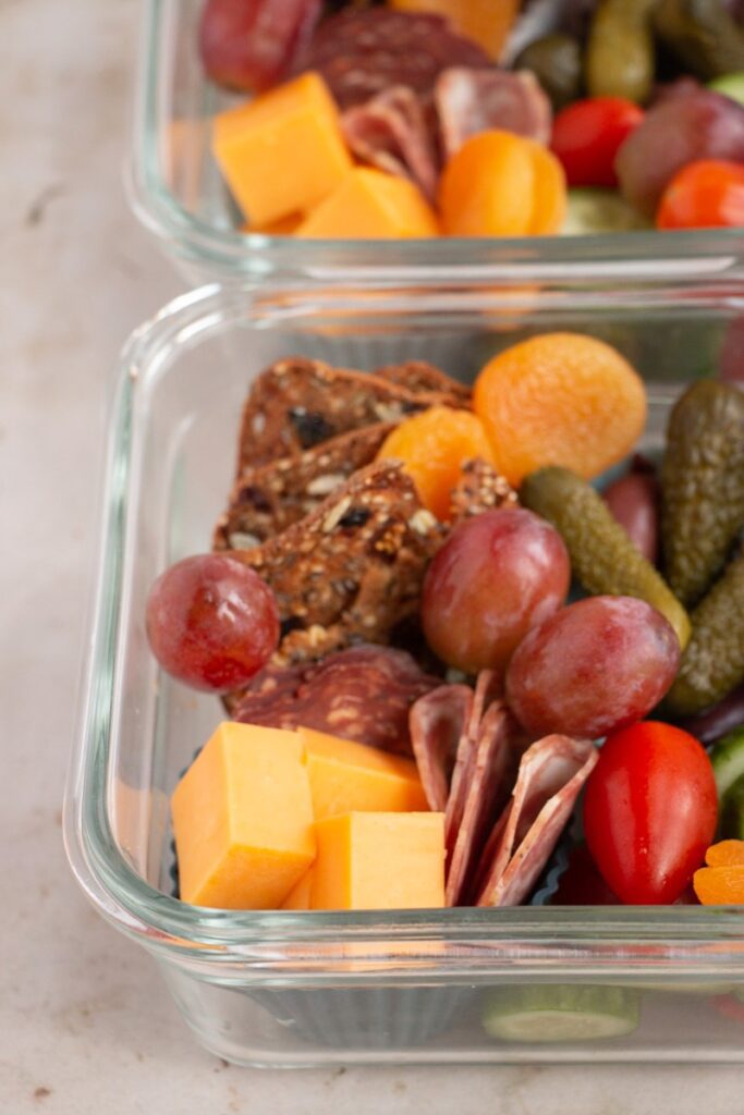 Meal Prep Meat & Cheese Bistro Bowls in meal prep containers