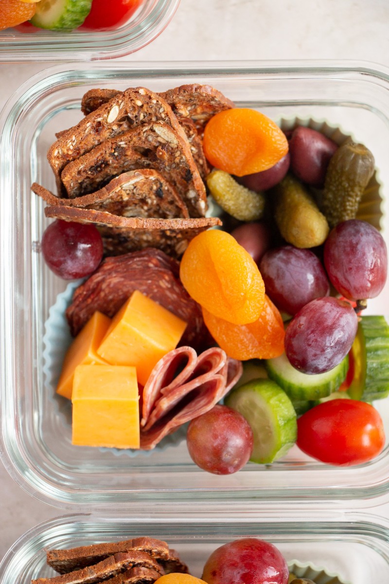 Adult Lunchable with Veggies, Salami, and Cream Cheese