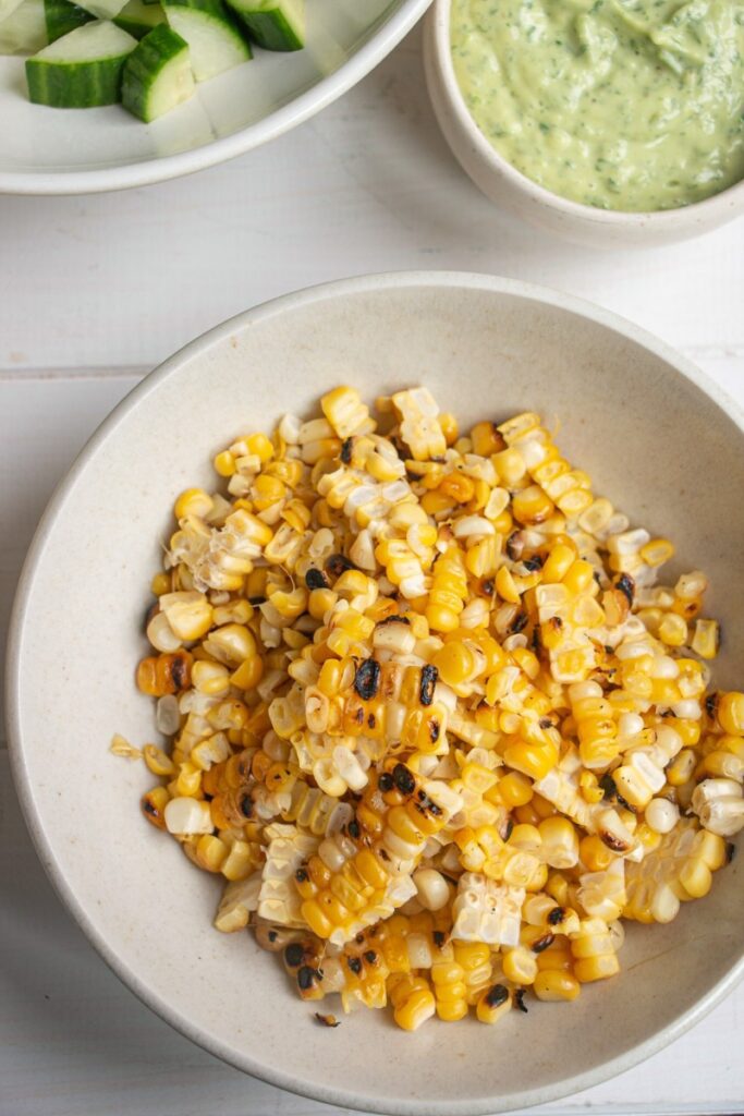 grilled corn, cut from the cob