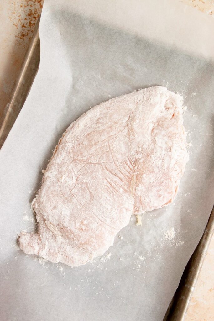 chicken cutlet coating in flour