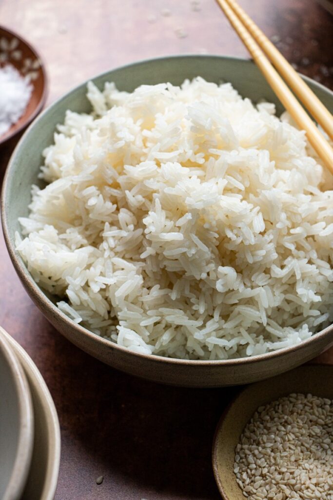 bowl of rice cooked in the instant pot