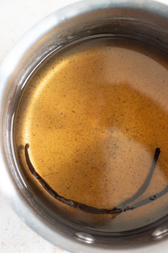 making simple syrup in a sauce pan 