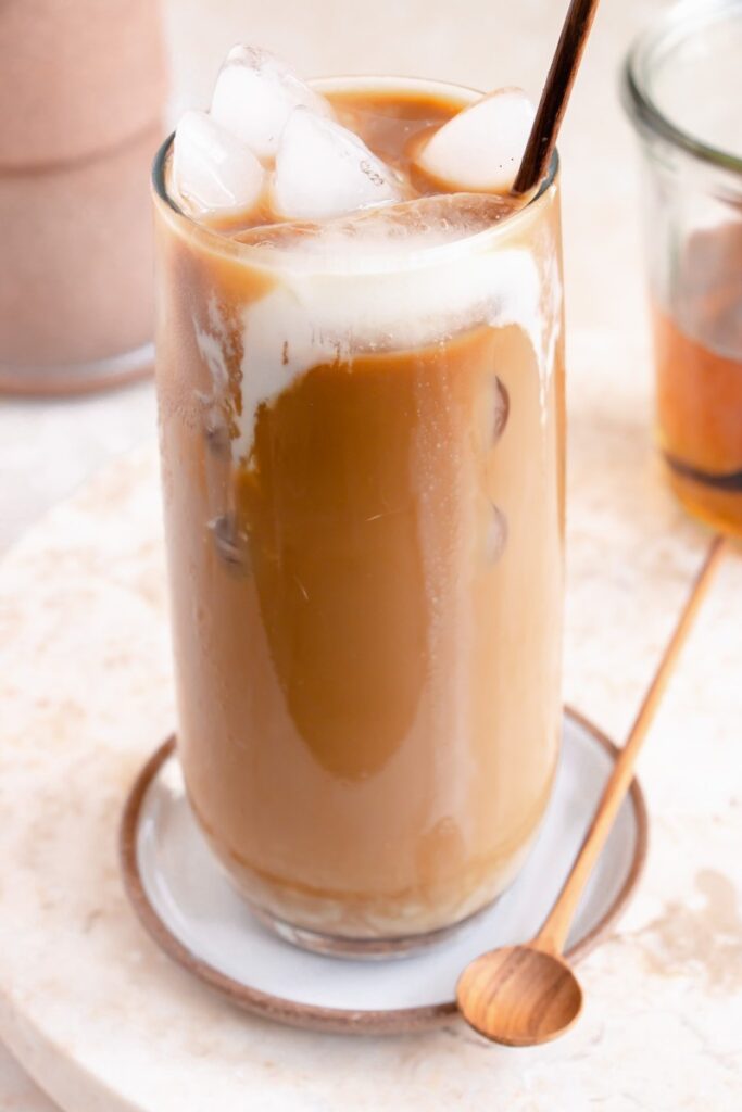iced coffee with vanilla coffee syrup 