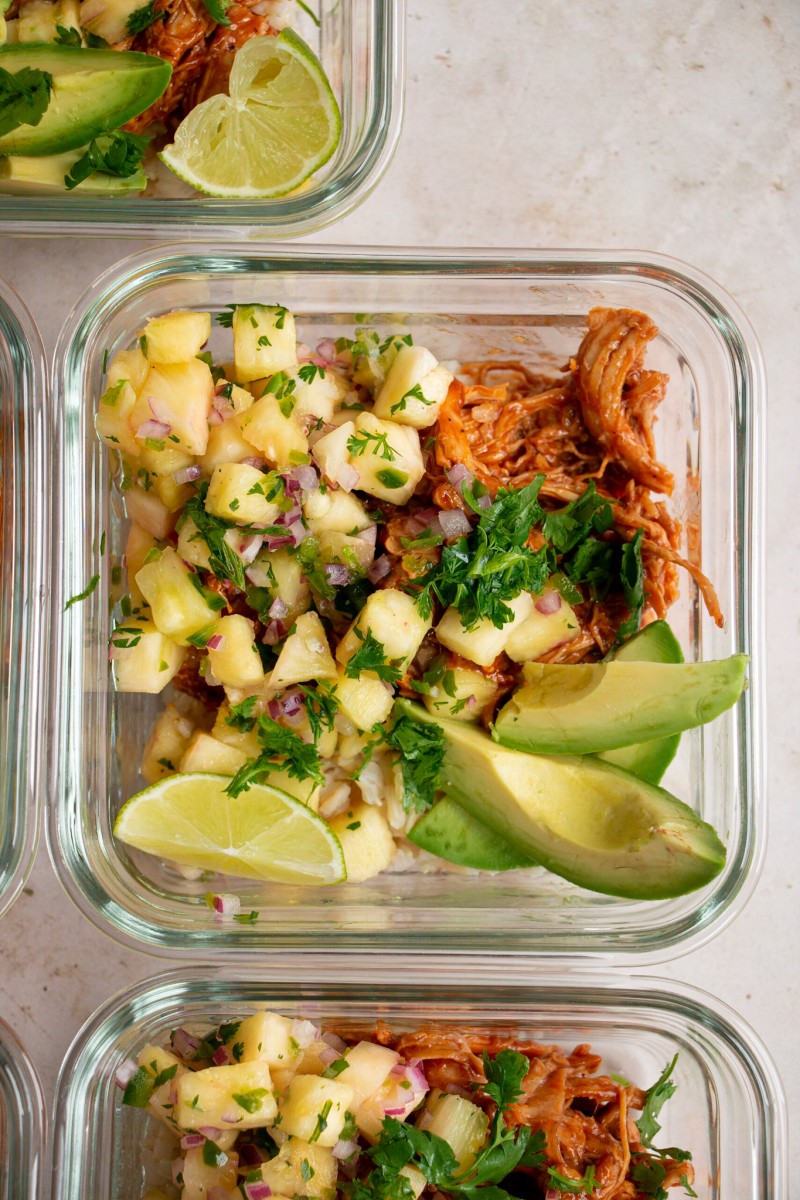 Meal Prep Shredded BBQ Chicken Salad Bowls - Sinful Nutrition