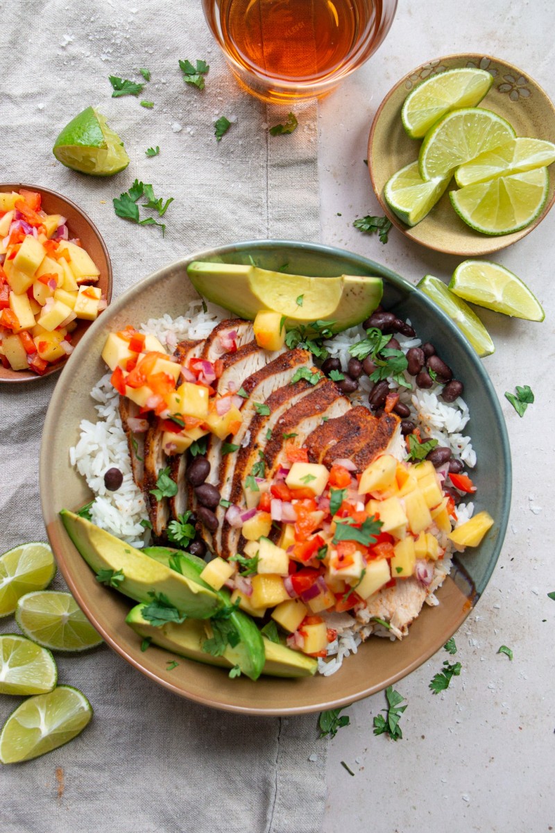 Quick & Easy Air Fryer Blackened Chicken Bowls - The Hearty Life