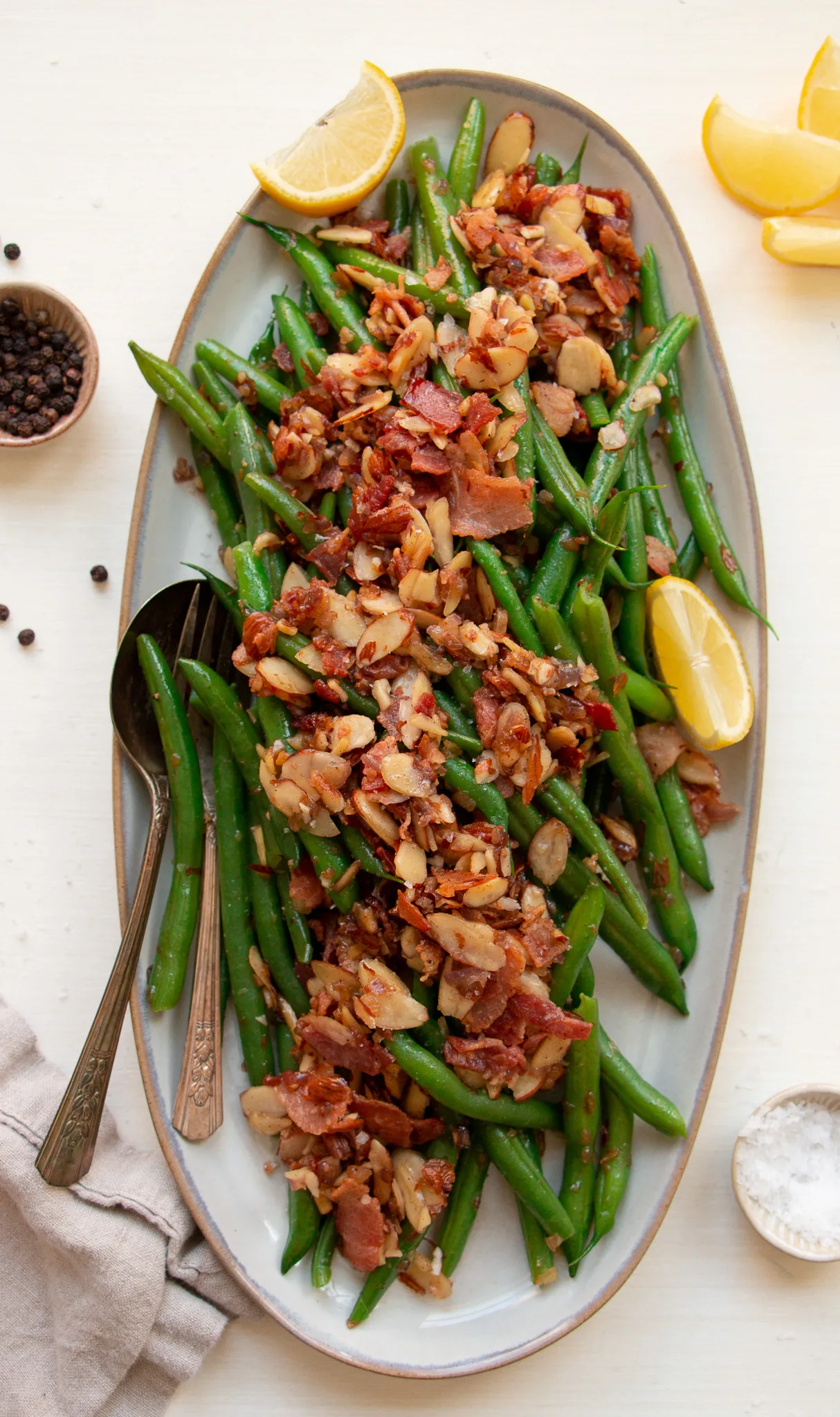 Simple Green Bean Almondine with Bacon