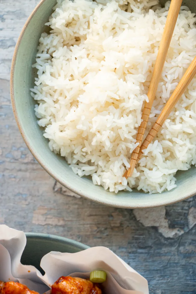 steamed white rice in a bowl