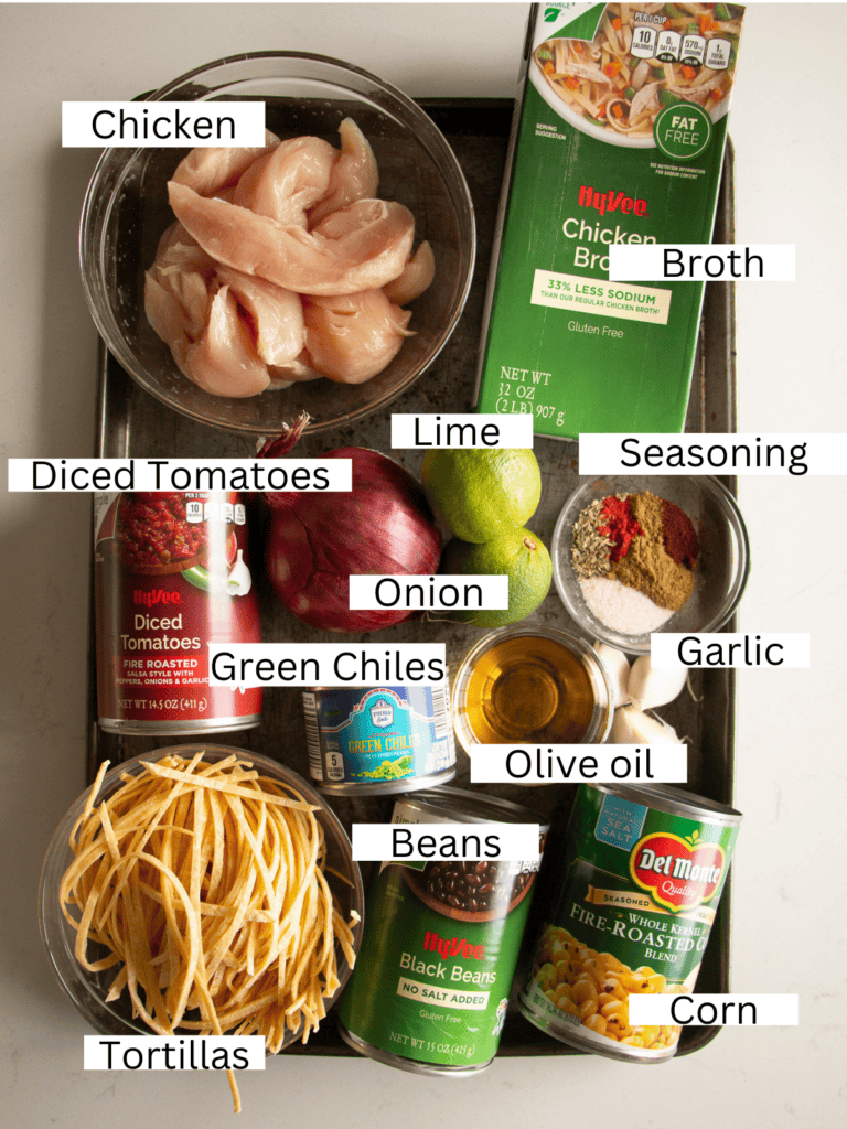labeled and portioned ingredients on a sheet pan