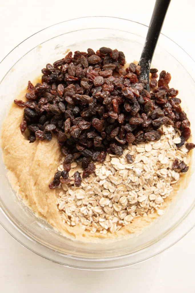 dough with raisins and oats 