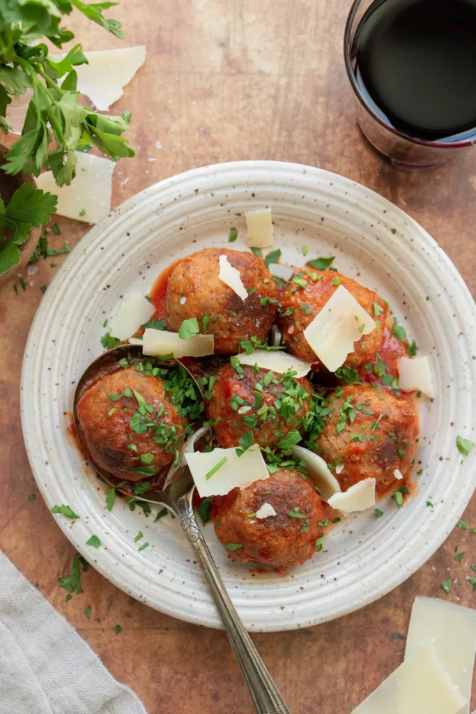 easy instant pot turkey meatballs on a plate with sauce