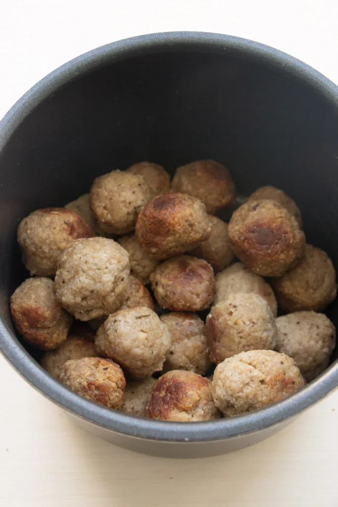 cooked turkey meatballs in the pressure cooker