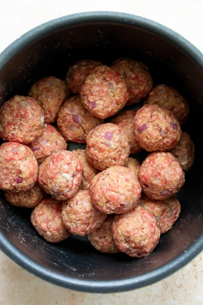 homemade beef meatballs before cooking 