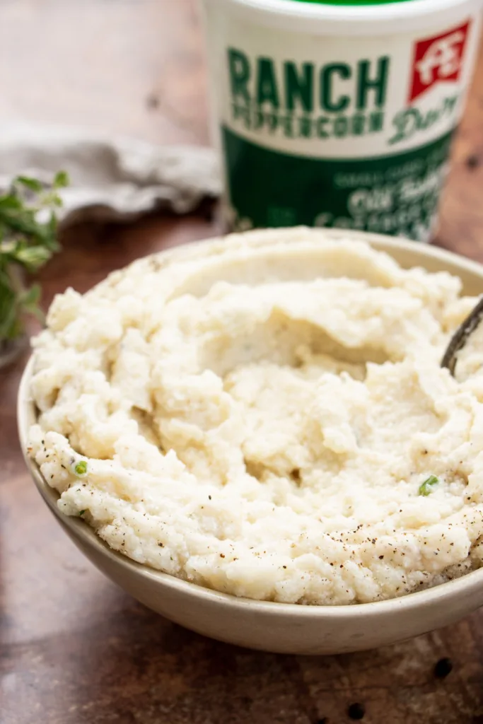 cottage cheese mashed potatoes in a bowl