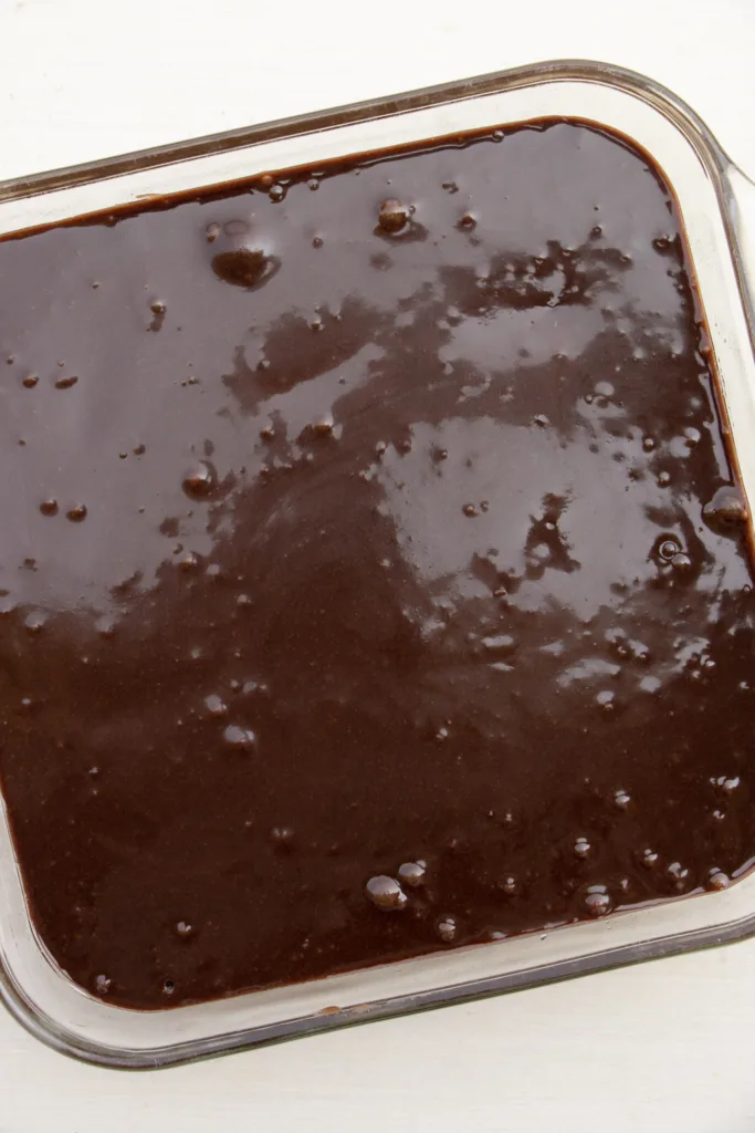 brownie batter in a baking dish