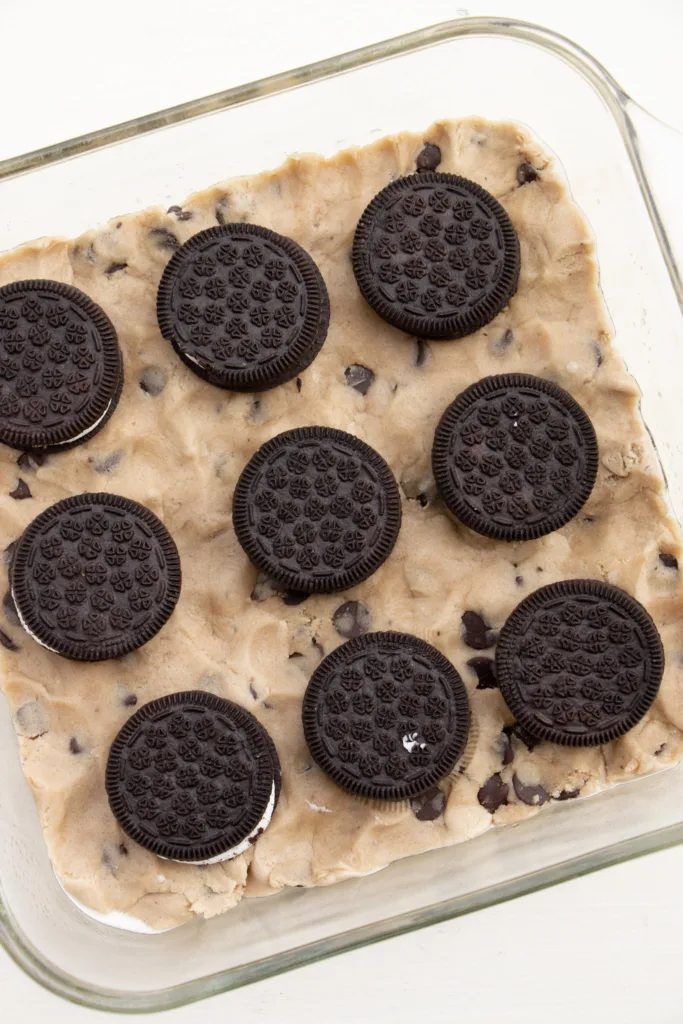 Oreo's pressed on top of cookie dough