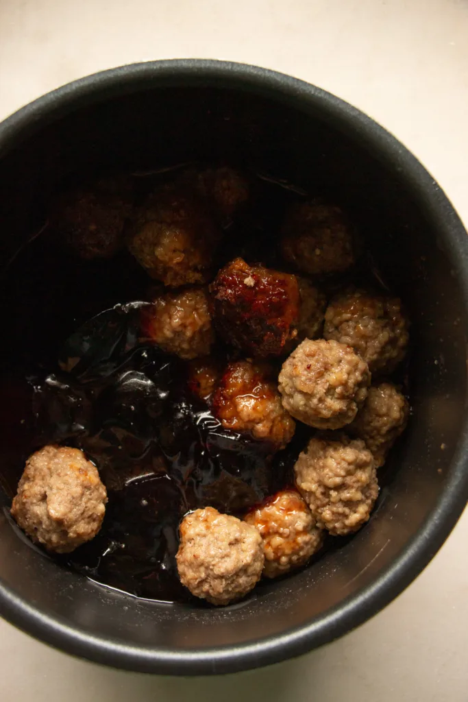 cooked beef meatballs with sweet chili sauce 