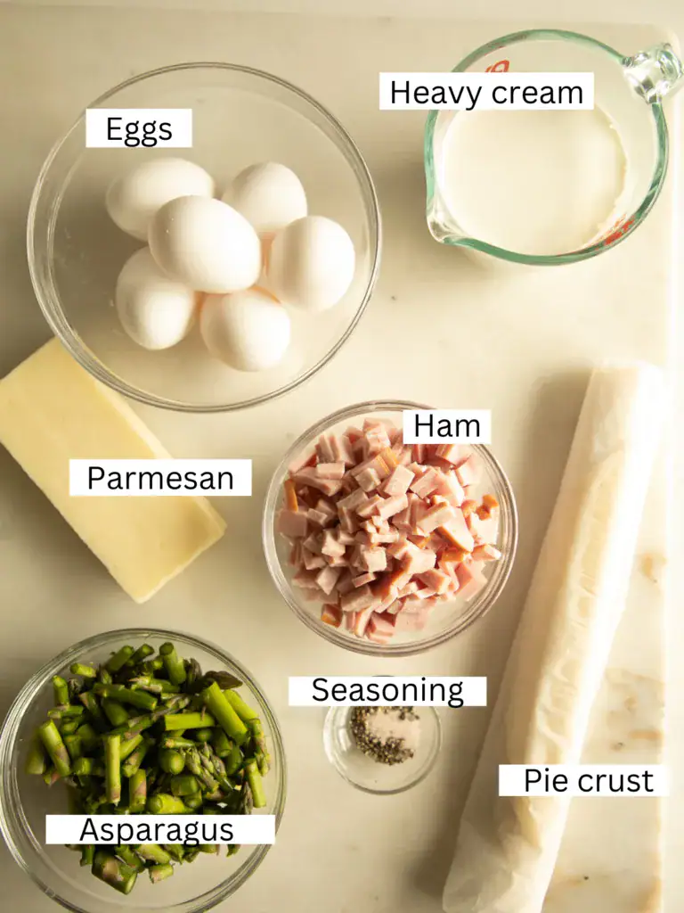 labeled and portion ingredients for the quiche