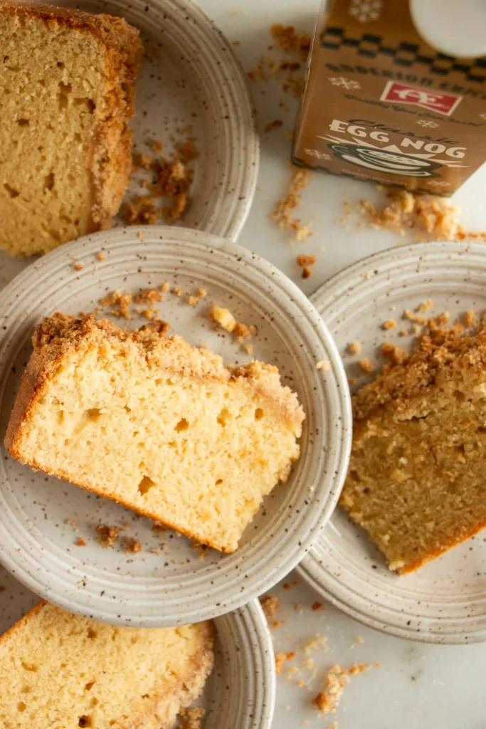 slices of coffee cake on plates 