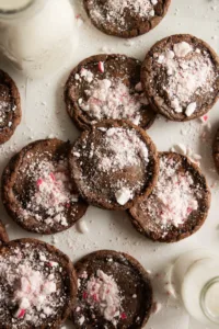 Fudgy One-Bowl Peppermint Brownie Cookies
