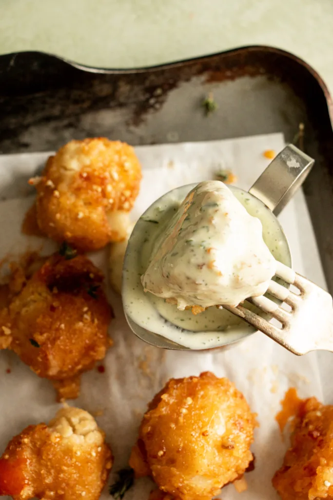 cauliflower wing in homemade ranch dressing 