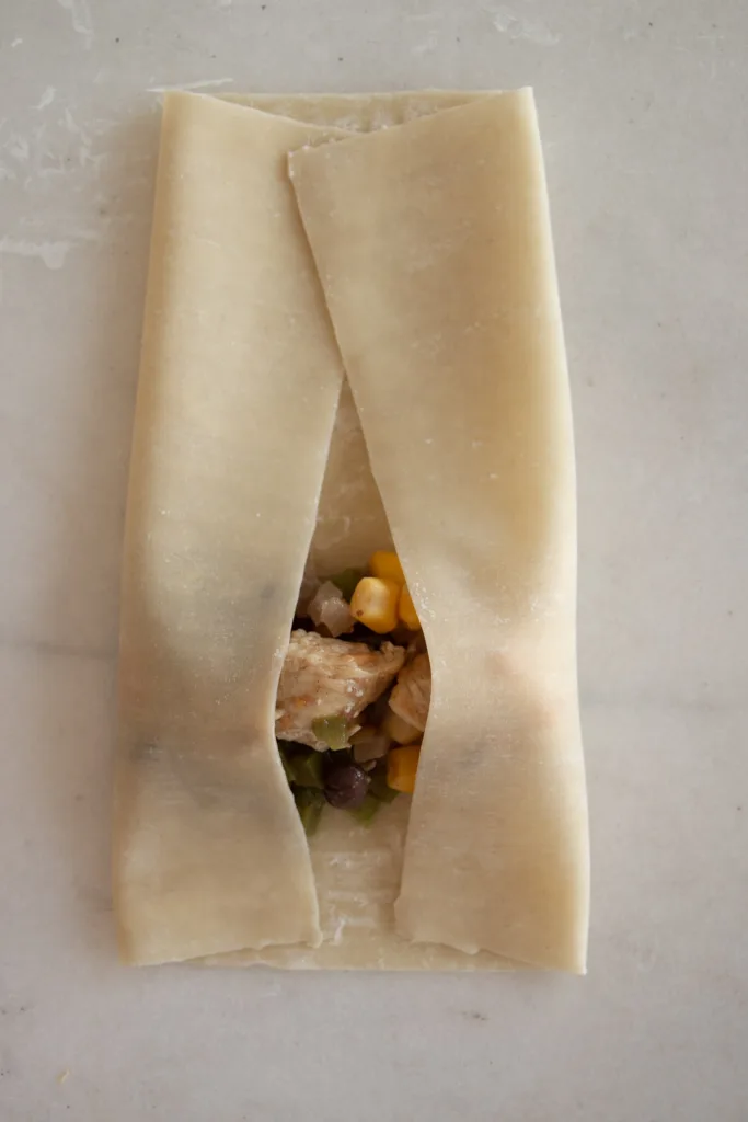 egg roll wrapper with filling 