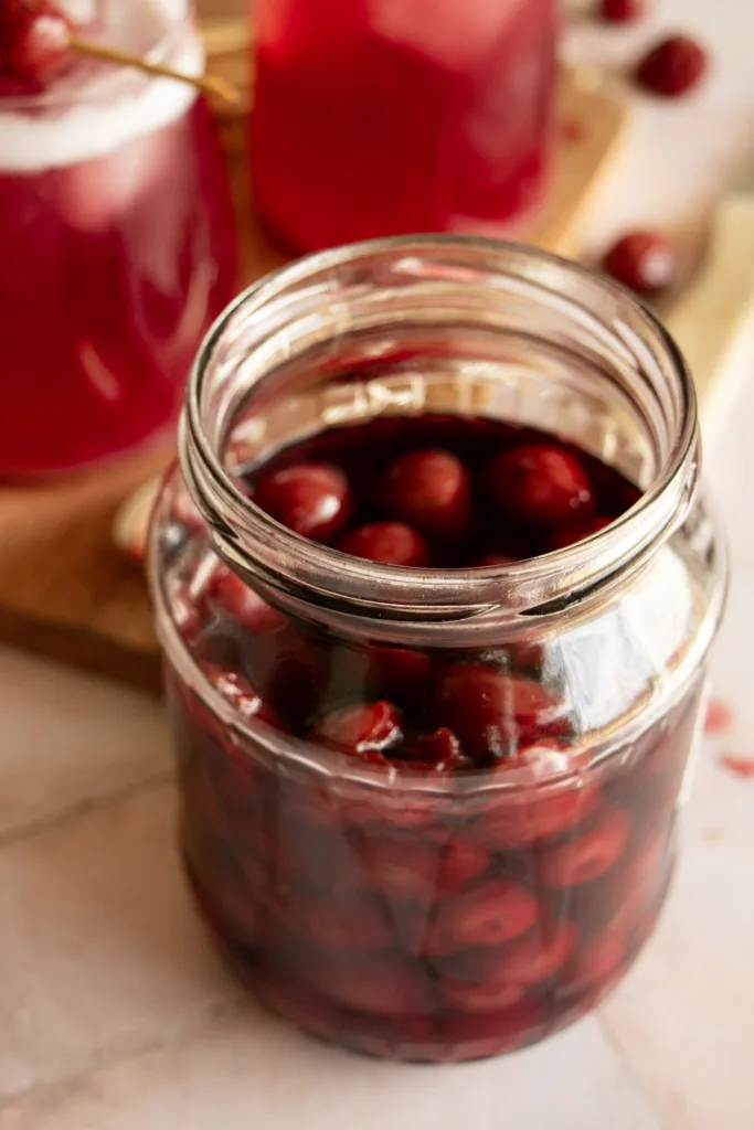 jar of Morello cherries in syrup