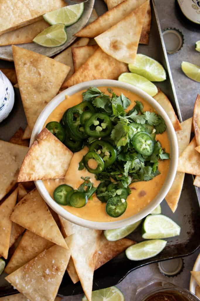 a big bowl or Torchy's queso with jalapenos and cilantro 