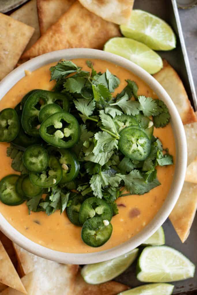 bowl of Torchy's Green Chile Queso 