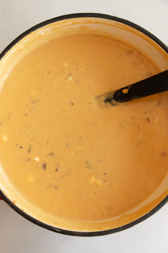 melted queso in a pot