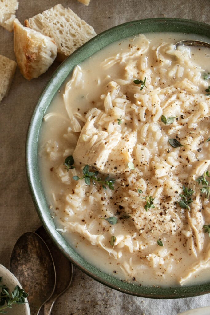 Creamy Greek Lemon Rice Soup Recipe with Chicken