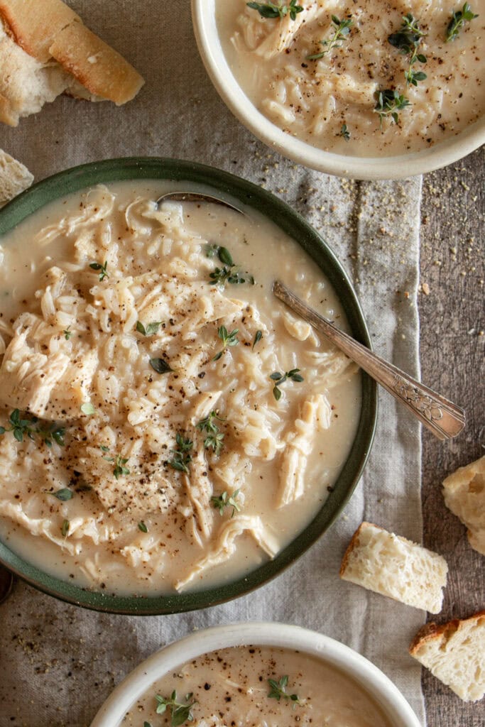 Creamy Greek Lemon Rice Soup Recipe with Chicken