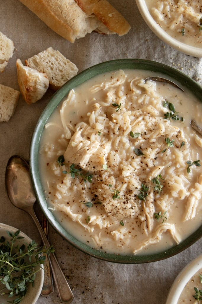 Creamy Greek Lemon Rice Soup Recipe with Chicken