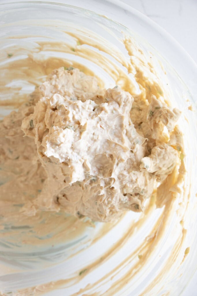 mixing bowl with cream cheese mixture