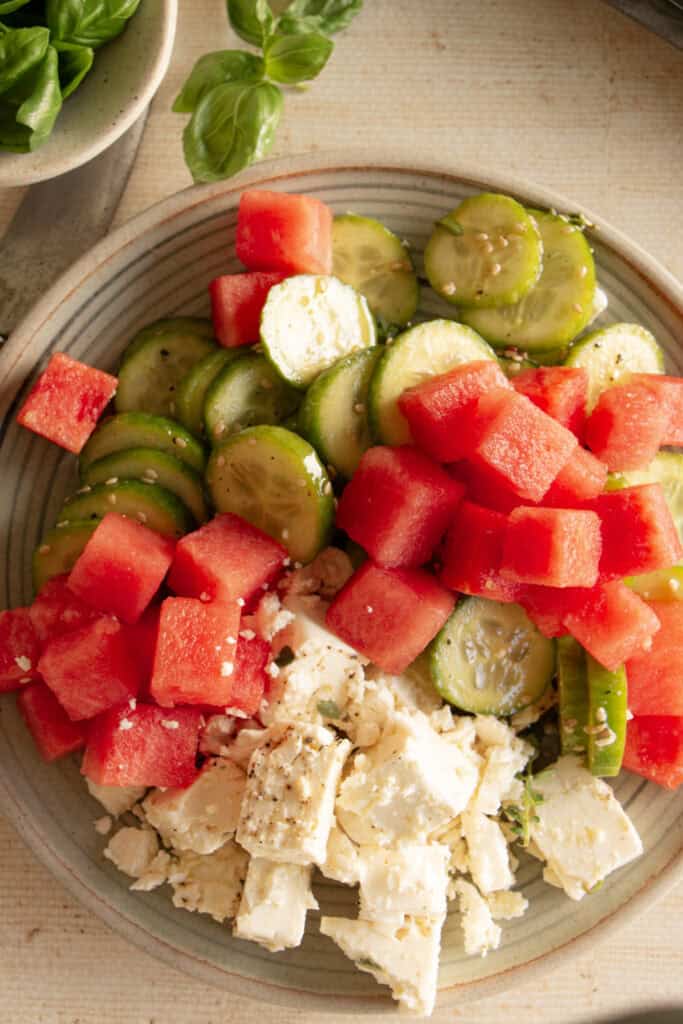 assembled watermelon salad 