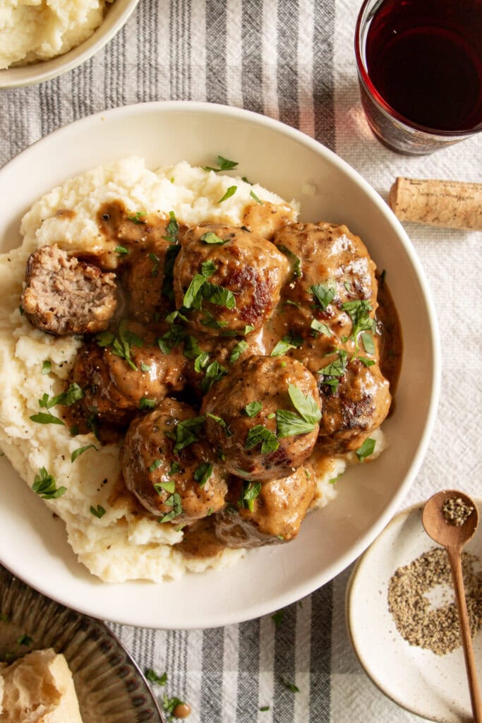 crockpot Swedish meatballs with fresh parsley 