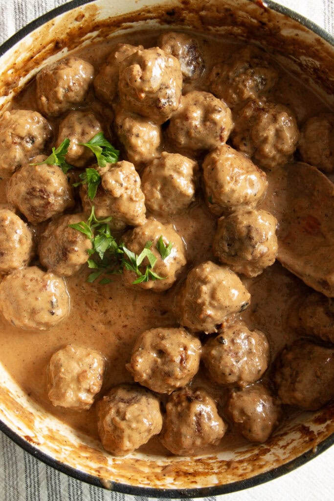 pan with Swedish meatballs