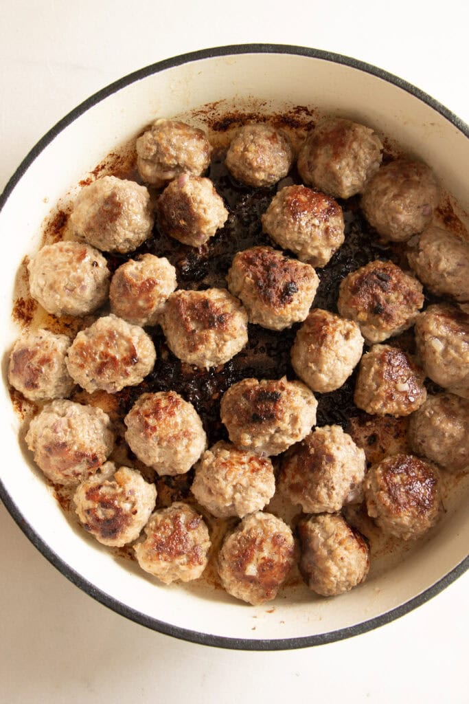 meatballs sautéed in a pan