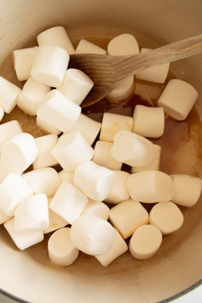 marshmallows in a Dutch oven