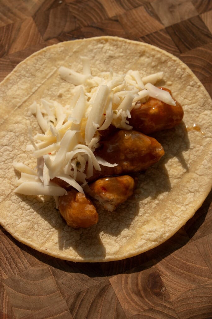 corn tortillas with chicken and pepper jack cheese 