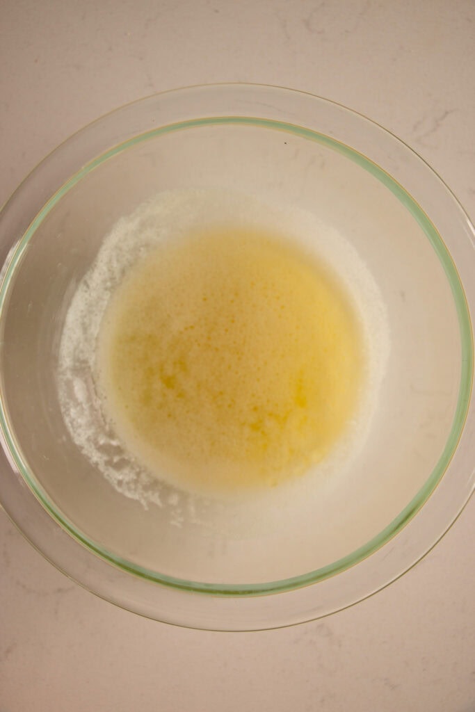 Mixing bowl with melted butter