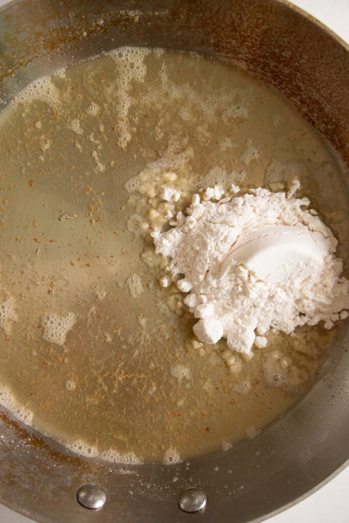saucepan with melted butter and flour